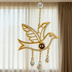 Personalisierter Dove Anhänger mit Foto im Kristall – Emotionales Projektionsgeschenk für Familie & Freunde