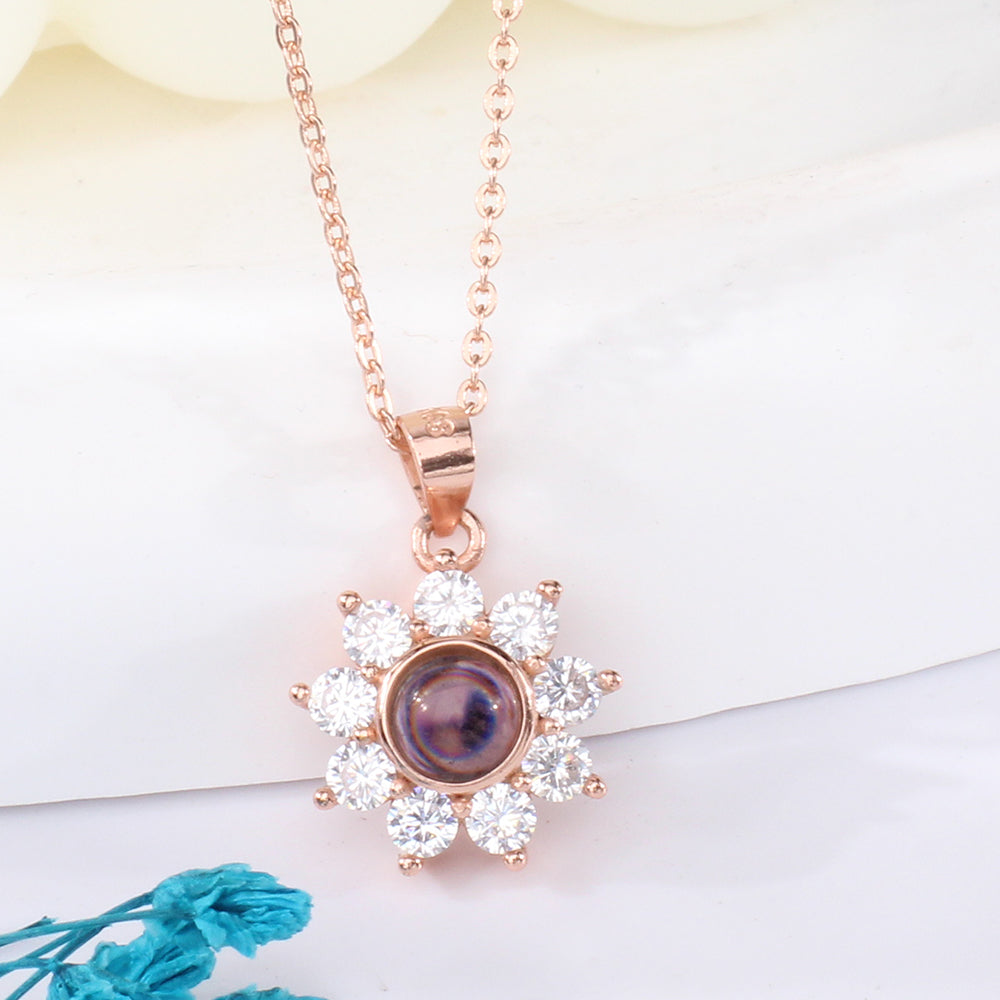 Personalisierte Kette mit Bild - Zirkon Sonnenblume, Geschenke für Sie