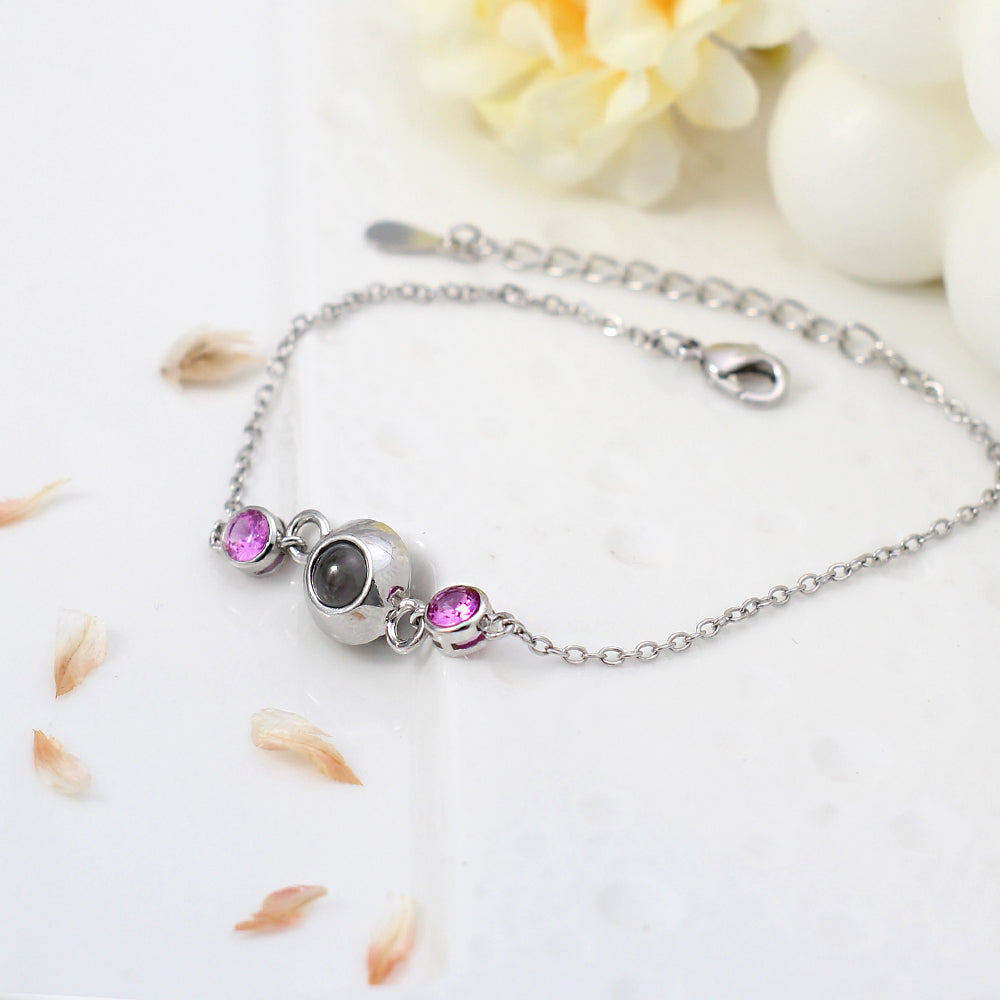 Foto Projektion Armband mit Doppelte Geburtssteine