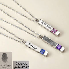 Personalisierte Asche Parfüm Kette Mit Geburtsstein & Gravur - Schlichter Bar Anhänger Erinnerungsstück Geschenk