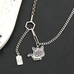 Personalisierte Y-Kette mit Fotogravur, Namen & Jungen/Mädchen Symbol – Haustierschmuck, Erinnerungs­geschenk für Tierliebhaber
