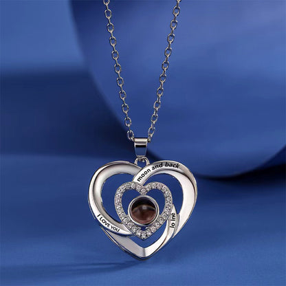 Personalisierte Kette mit Bild im Stein – Unendliche Liebe Großes Herz Geschenk für Sie