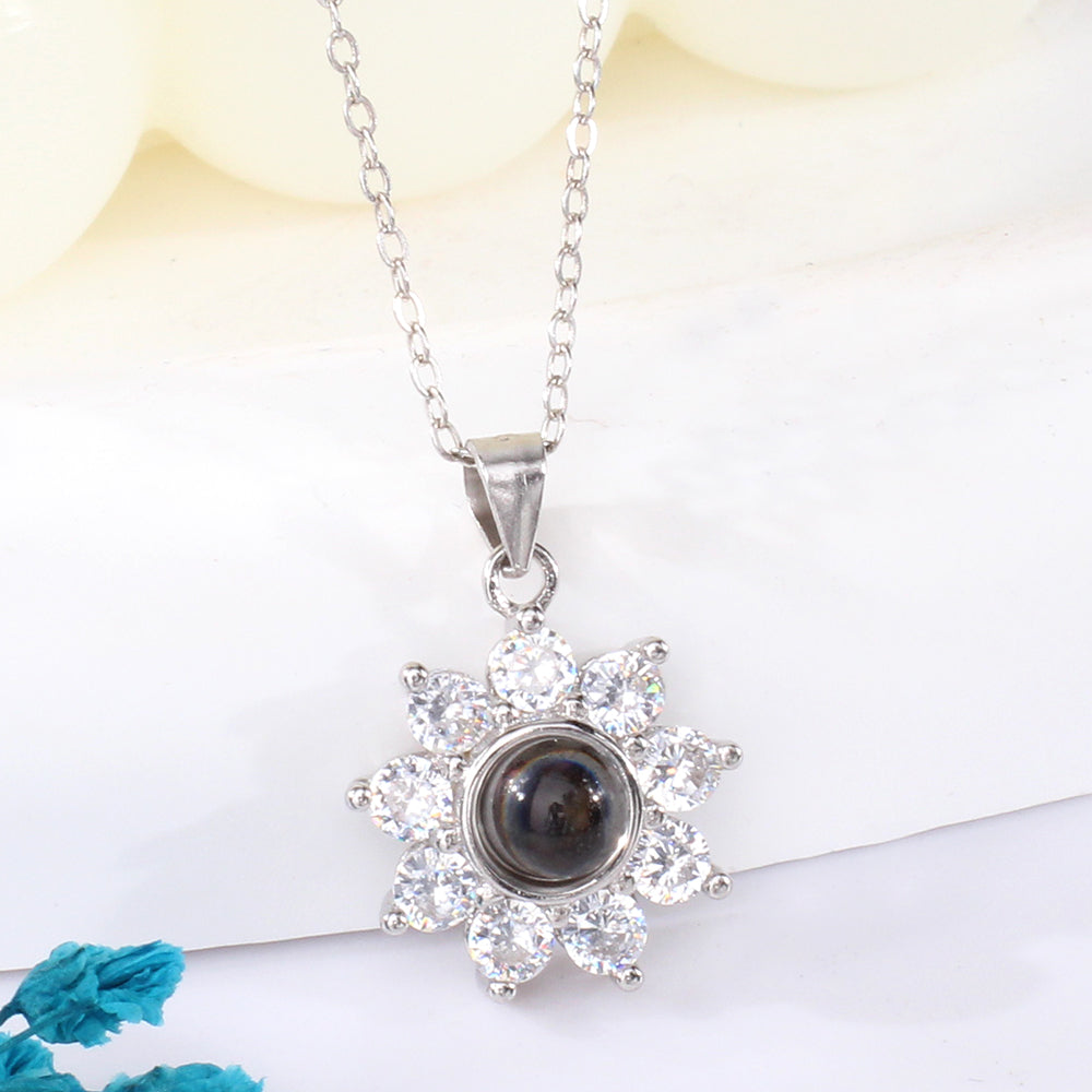 Personalisierte Kette mit Bild - Zirkon Sonnenblume, Geschenke für Sie