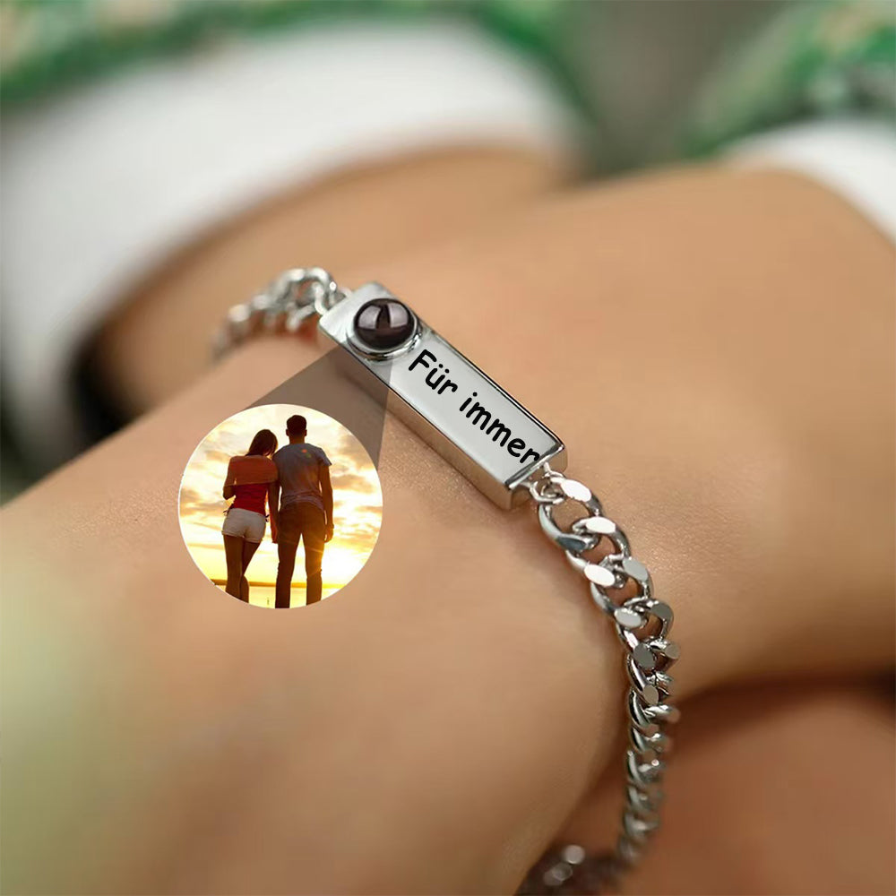 Personalisierte Fotoprojektions Armband mit Bild drin – Bar Gravurplatte,Erinnerungsgeschenke für Männer