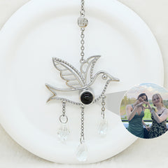 Personalisierter Dove Anhänger mit Foto im Kristall – Emotionales Projektionsgeschenk für Familie & Freunde