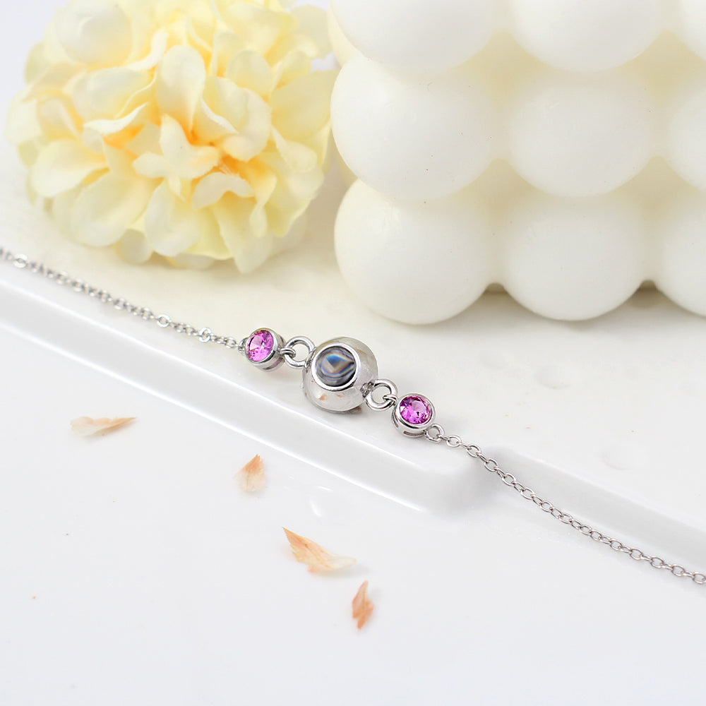 Foto Projektion Armband mit Doppelte Geburtssteine