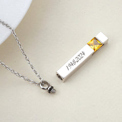 Personalisierte Asche Parfüm Kette Mit Geburtsstein & Gravur - Schlichter Bar Anhänger Erinnerungsstück Geschenk