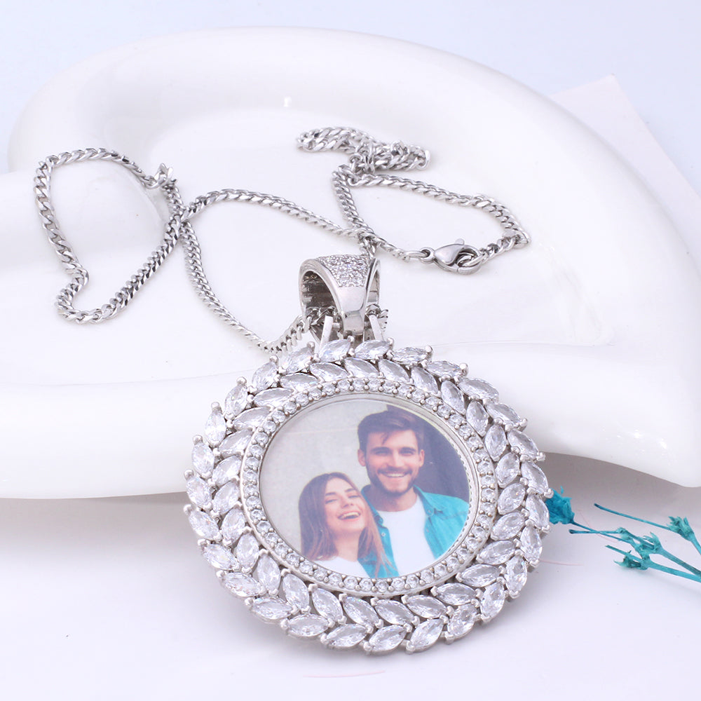 Personalisierte Zirkon Kranz Kette mit Bild