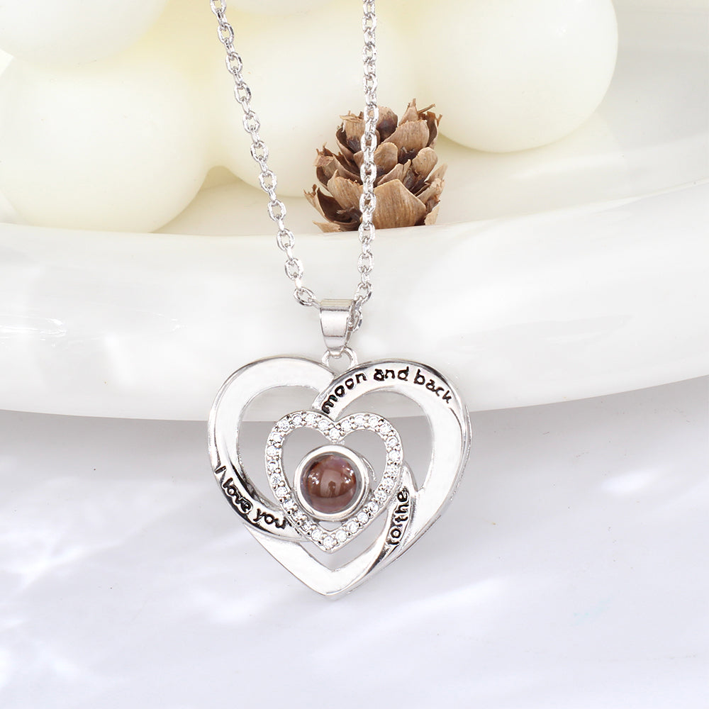 Personalisierte Kette mit Bild im Stein – Unendliche Liebe Großes Herz Geschenk für Sie