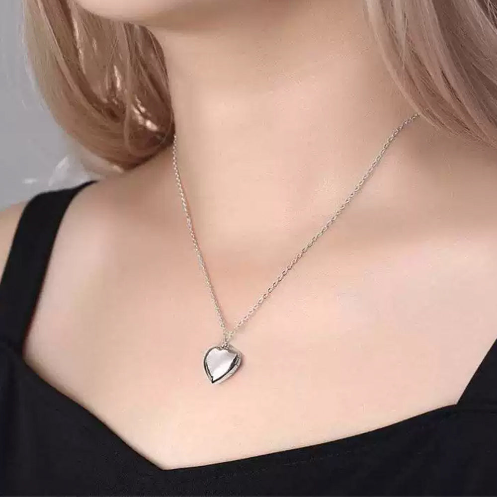 Personalisierte 925 Silber  Foto Medaillon Herz Kette – Mit Foto & Text, Klassischer Erinnerungsschmuck Geschenk für Sie