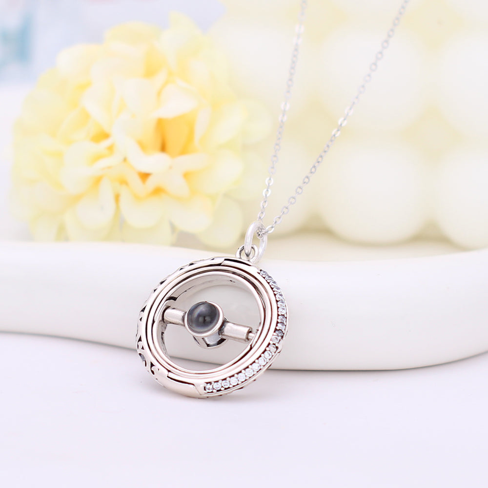 925 Silber Individuelle Kette mit Bild - Dekorative Kunststil Astronomische Kugel Anhänger mit Foto, Perfektes Geschenk für Männer und Frauen