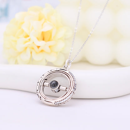 925 Silber Individuelle Kette mit Bild - Dekorative Kunststil Astronomische Kugel Anhänger mit Foto, Perfektes Geschenk für Männer und Frauen