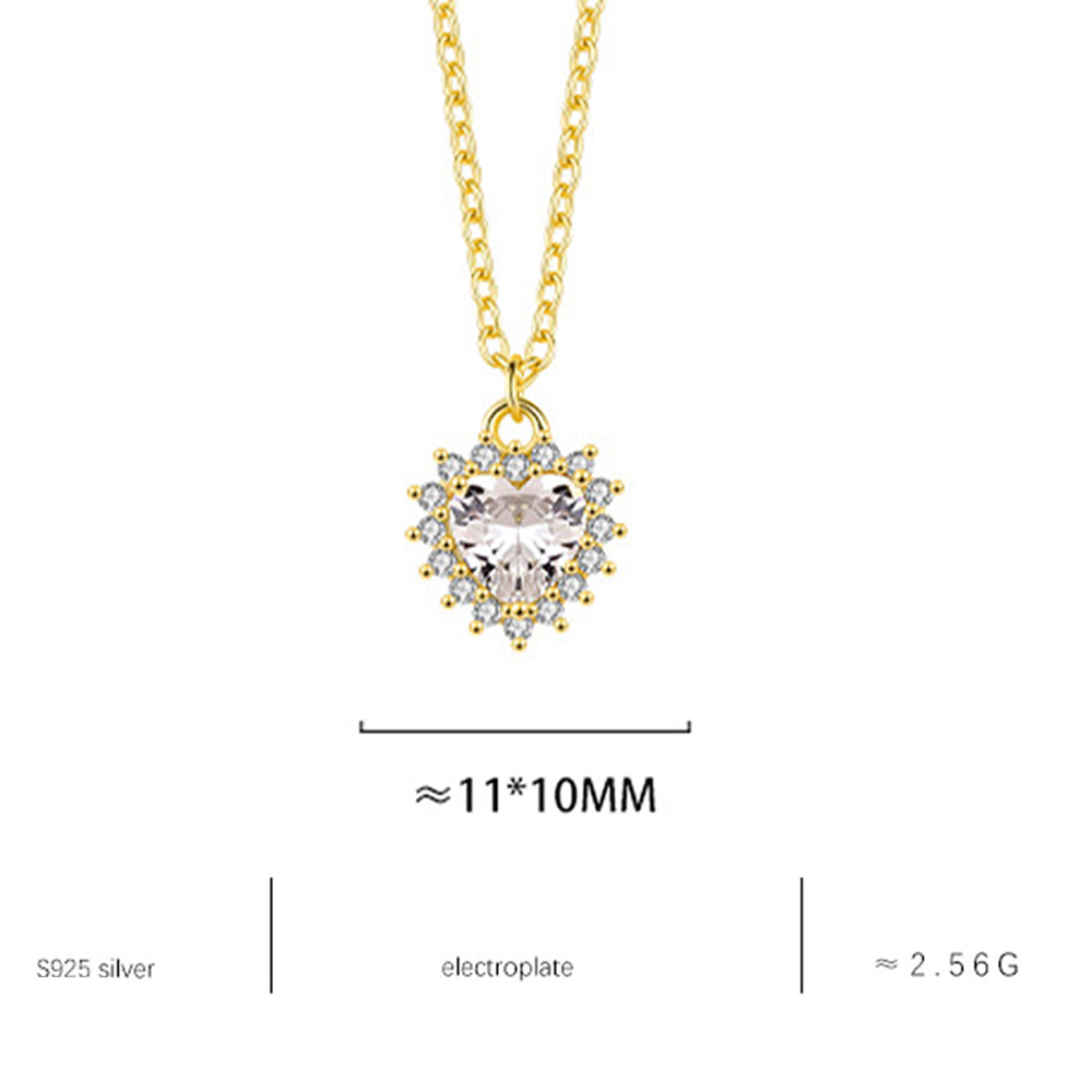Hochwertige 925 Silber kette vergoldet mit 18K – Herz Anhänger mit Geburtsstein, Modisches und elegantes Schmuckgeschenk