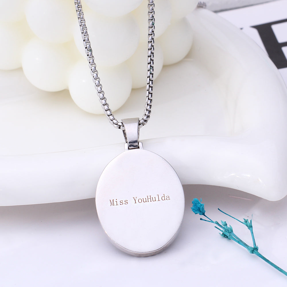 Personalisierte Foto Zirkon Oval Kette - Medaillon mit Foto