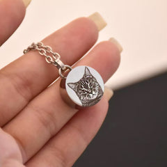 Personalisierte Asche Kette Mit Bild Gravur - Schlichter Runder Anhänger Erinnerungsstück Geschenk für Sie und Ihn