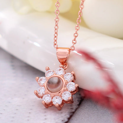 Personalisierte Kette mit Bild - Zirkon Sonnenblume, Geschenke für Sie