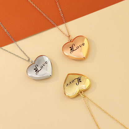 Herz Magnetisches Foto Medaillon Kette mit 'Love' – Personalisierbar mit Foto & Nachricht,Einzigartiges Jahrestagsgeschenk für Sie