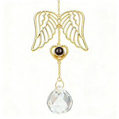 Personalisierter Engelsflügel Herz Kristallanhänger mit Foto im Stein – Kreatives Weihnachtsgeschenk