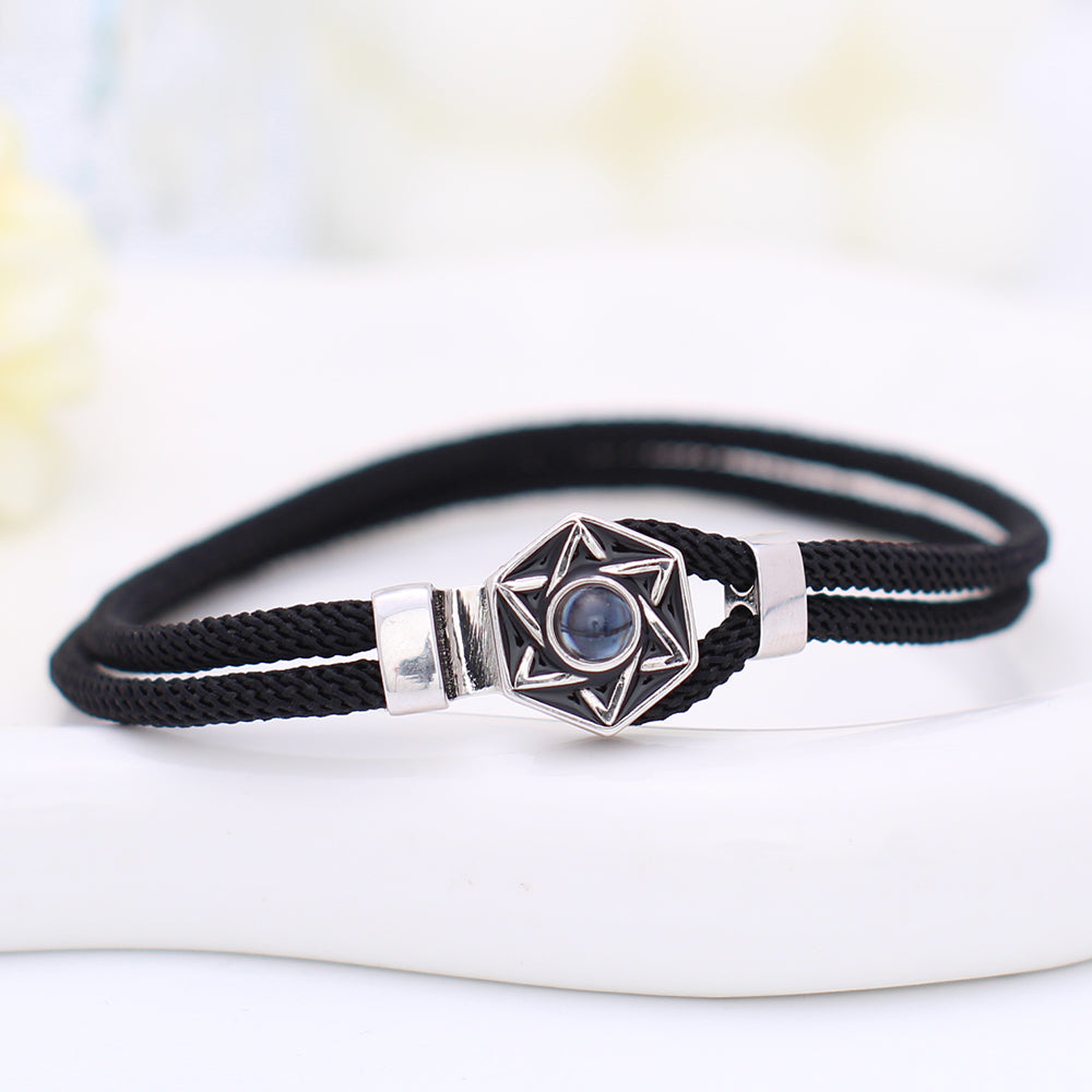 Personalisierte Projektions Armbänder mit Bild im Stein für Paare-Sechszackiger Sternanhänger
