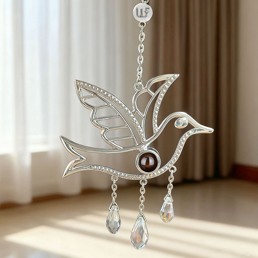 Personalisierter Dove Anhänger mit Foto im Kristall – Emotionales Projektionsgeschenk für Familie & Freunde