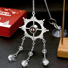 Personalisierter Sonnen kreuz Kristall Anhänger mit Foto Projektion & Gravur – Kreative Souvenirgeschenke, Weihnachtsbaumschmuck