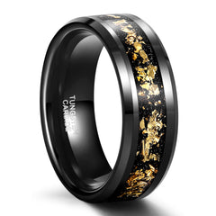 【Paar】Wolfram Ring - Eingelegt mit 18 Karat Goldfolie
