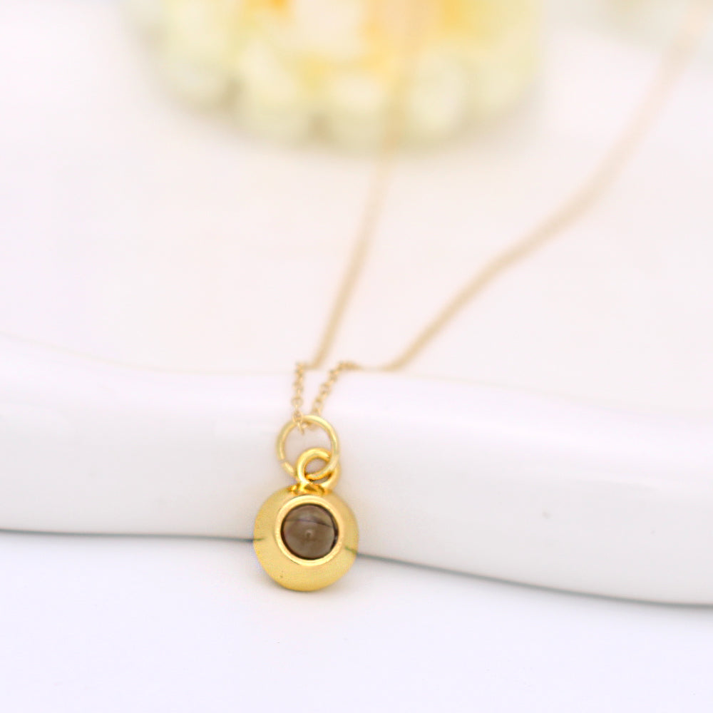 Personalisierte 925 Silber Foto-Projektion Kette – Runder Anhänger mit Bild & Text im Stein, Kreatives Geschenk für Damen