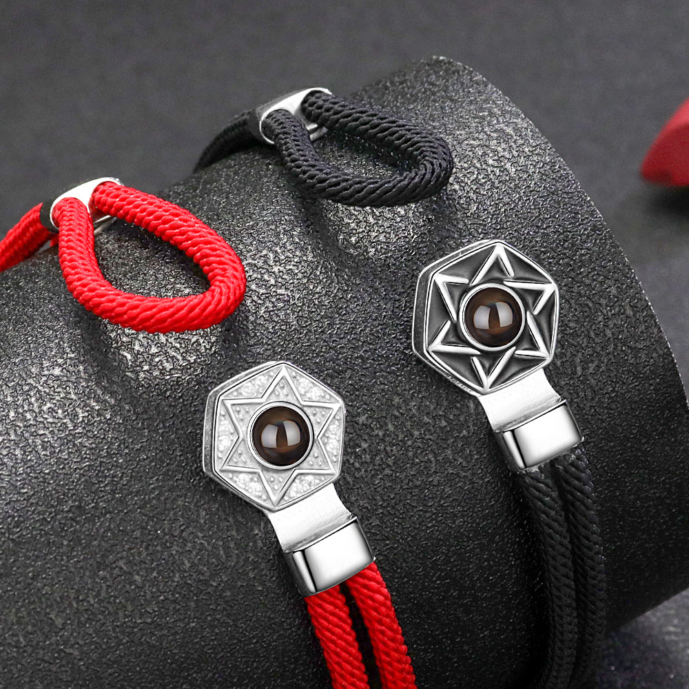 Personalisierte Projektions Armbänder mit Bild im Stein für Paare-Sechszackiger Sternanhänger
