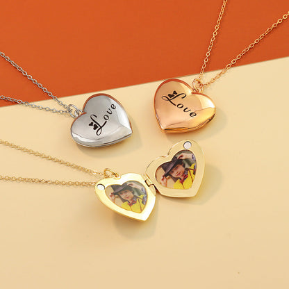 Herz Magnetisches Foto Medaillon Kette mit 'Love' – Personalisierbar mit Foto & Nachricht,Einzigartiges Jahrestagsgeschenk für Sie