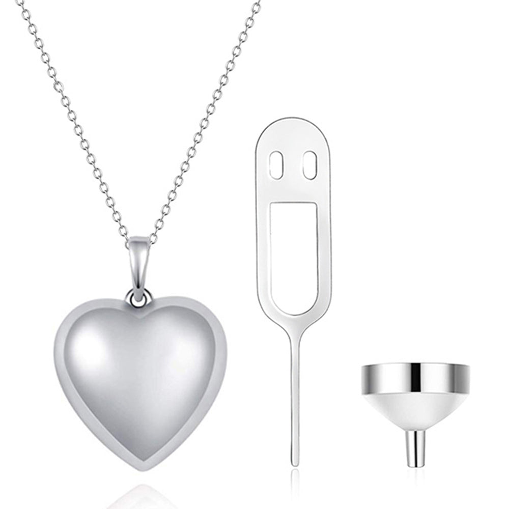 Sterlingsilber Ascheschmuck Asche Sterlingsilber Halskette Zum Befüllen Haar - Schlichter polierter Herz Anhänger
