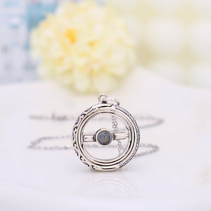 925 Silber Individuelle Kette mit Bild - Dekorative Kunststil Astronomische Kugel Anhänger mit Foto, Perfektes Geschenk für Männer und Frauen