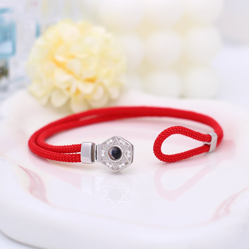 Personalisierte Projektions Armbänder mit Bild im Stein für Paare-Sechszackiger Sternanhänger
