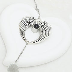 Personalisierter Engelsflügel Kristallanhänger mit Foto im Stein – Projektionsanhänger & Erinnerungsgeschenk für Feiertage und Jubiläen