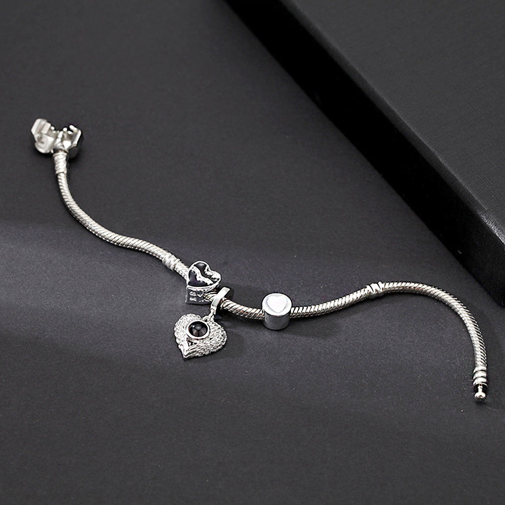 Personalisierbares DIY-Perlenarmband mit Foto-Projektion – Austauschbare Charms, Geschenk für Sie & Ihn
