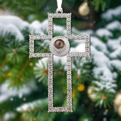 Personalisierter Foto-Projektionsanhänger mit Gravur – Weihnachtsdeko & Geschenk mit Herz, Kreuz, Engel, Stern oder Schneeflocke