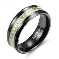 【Paar】Goldfolieneinlage Wolfram Ring 8mm - Leuchtende Zaubersymbole