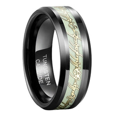 【Paar】Goldfolieneinlage Wolfram Ring 8mm - Leuchtende Zaubersymbole