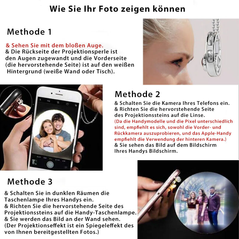 Personalisierte Medaillon kette mit Foto - Herz-Projektionskette mit Öffnungsfunktion