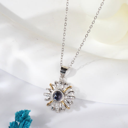 Personalisierte Kette mit Bild – Sonne und Sonnenblume für Sie