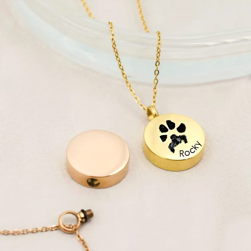 Personalisierte Asche Parfüm Kette Mit Bild - Schlichter Runder Anhänger Erinnerungsstück Geschenk für Männer & Frauen