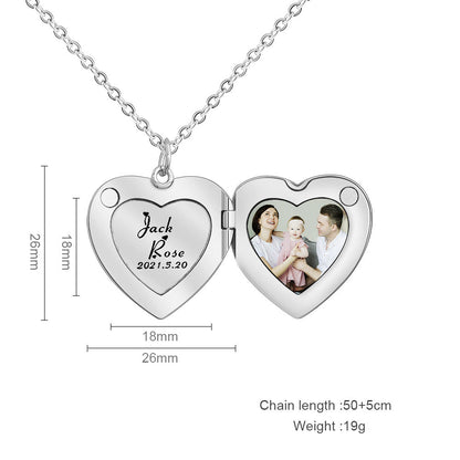 Herz Magnetisches Foto Medaillon Kette mit 'Love' – Personalisierbar mit Foto & Nachricht,Einzigartiges Jahrestagsgeschenk für Sie