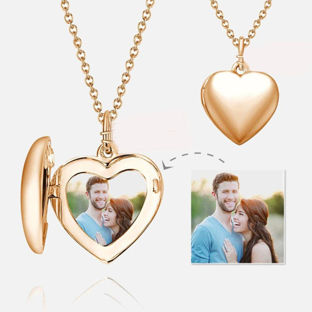 Personalisierte 925 Silber  Foto Medaillon Herz Kette – Mit Foto & Text, Klassischer Erinnerungsschmuck Geschenk für Sie