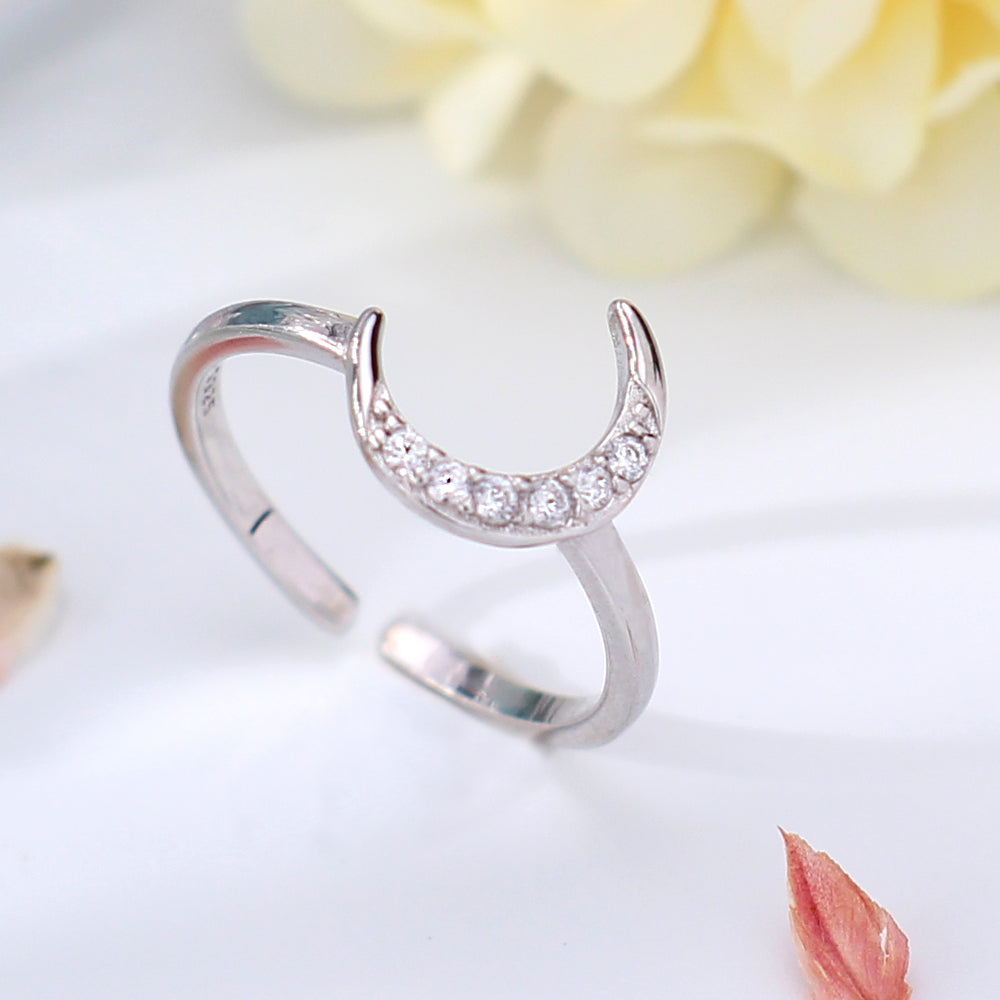 925 Silber Personalisierter Ring mit Bild – Sonne-Mond-Partnerring mit Foto und Gravur, Offener Ring für Paare