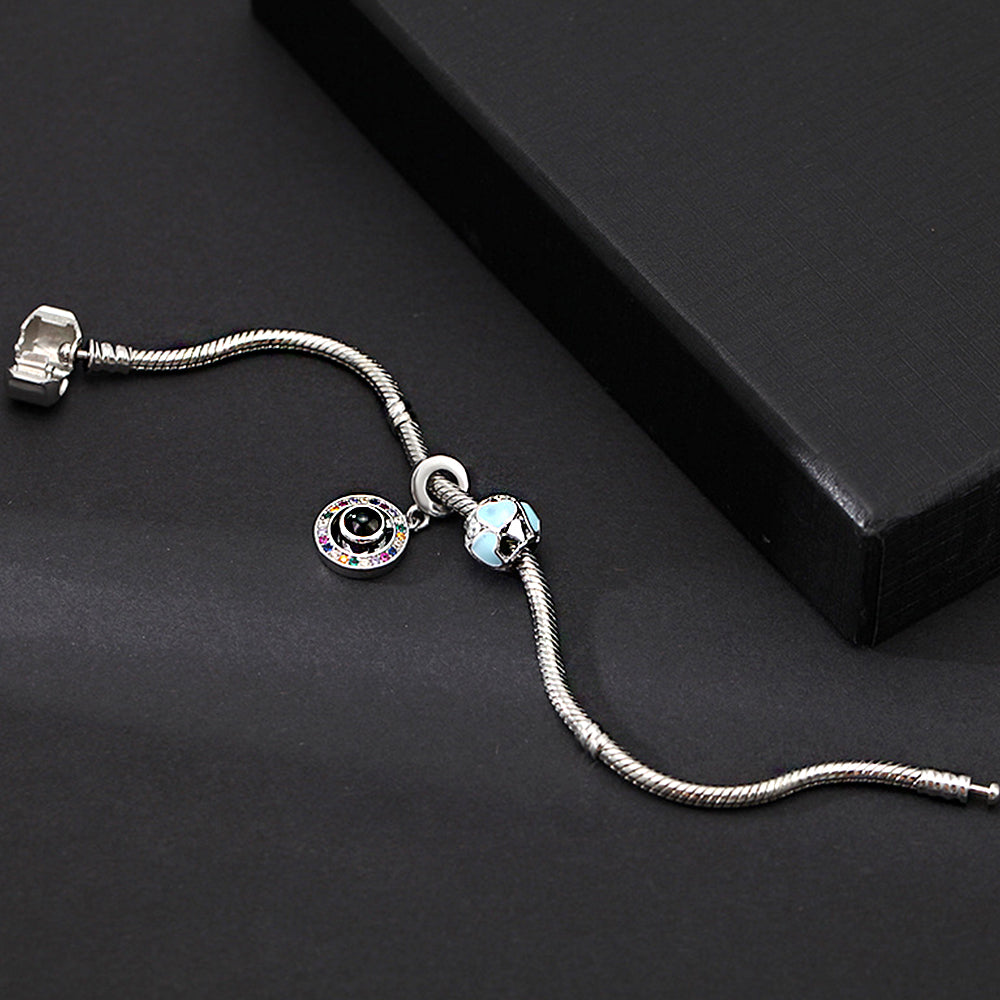 Personalisierbares DIY-Perlenarmband mit Foto-Projektion – Austauschbare Charms, Geschenk für Sie & Ihn