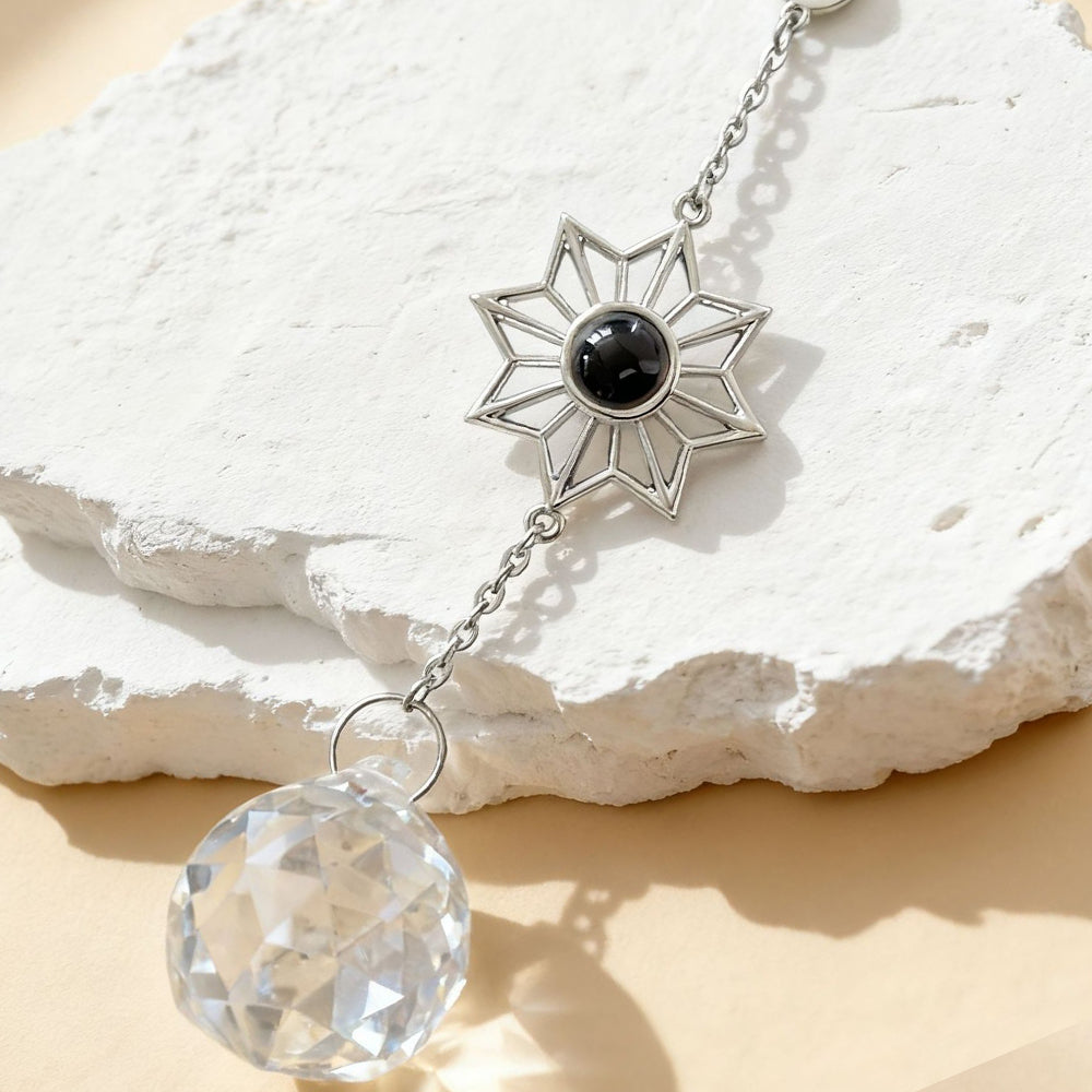 Sonnenblume Kristall Dekoanhänger mit Foto-Projektion – Individuelles Geschenk für Zuhause oder Auto