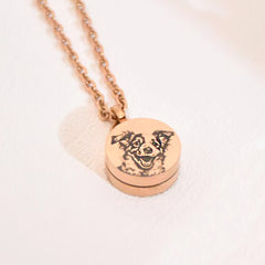 Personalisierte Asche Kette Mit Bild Gravur - Schlichter Runder Anhänger Erinnerungsstück Geschenk für Sie und Ihn