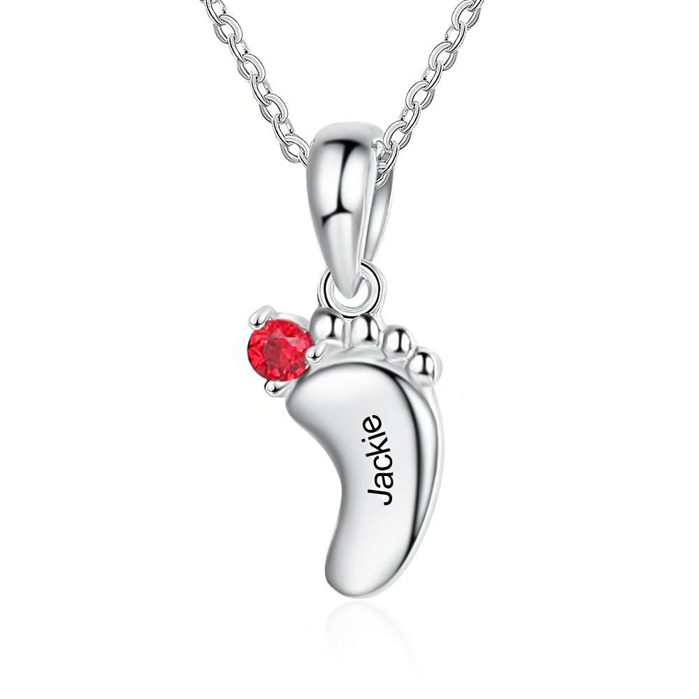 Personalisierte Namenskette mit Geburtsstein – Unendlichkeitsblume Füße,Kreative Geschenke für Mama und Oma