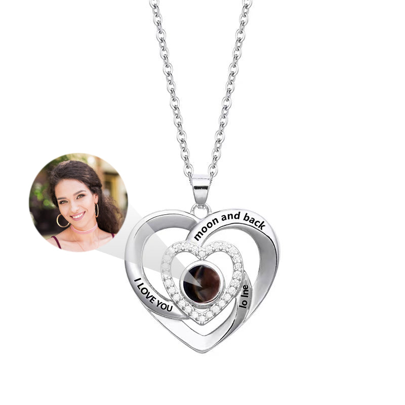 Personalisierte Kette mit Bild im Stein – Unendliche Liebe Großes Herz Geschenk für Sie