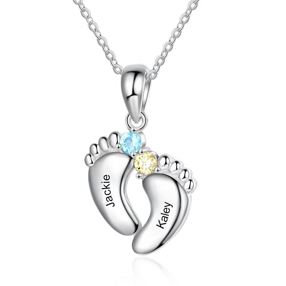 Personalisierte Namenskette mit Geburtsstein – Unendlichkeitsblume Füße,Kreative Geschenke für Mama und Oma