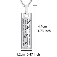 Personalisierte Haustier-Aschekette aus Edelstahl – Rechteckiger Anhänger mit Hundepfote und Gravur, rückseitig gravierbar